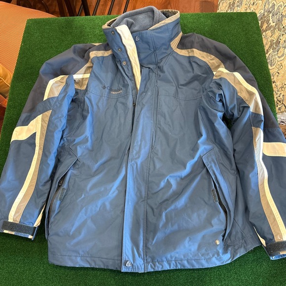 Columbia Vertex Interchange Jacket Mens XLT Tall Blue 3-in-1 Fleece Liner Coat